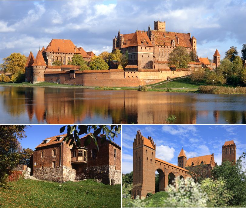 Grafika przedstawia fragment murów zamku w Malborku